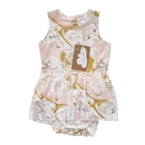 Angel Dear One Piece Bodysuit Bamboo Twirl Dress Pink Marble Baby 12-18mo NWT